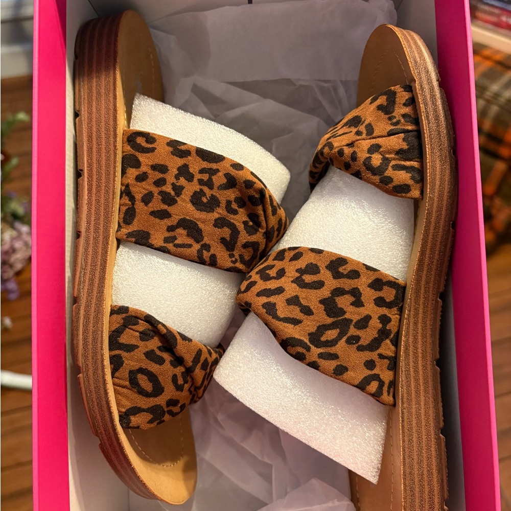 Corkys Leopard Print Sandals - Tan and Black - Picture 6 of 7